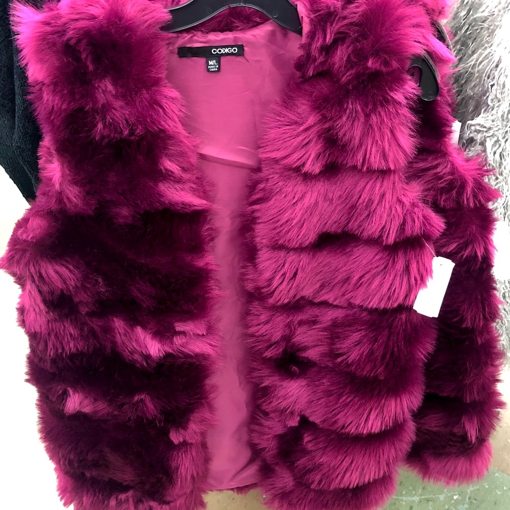 Burgundy Faux Fur Vest